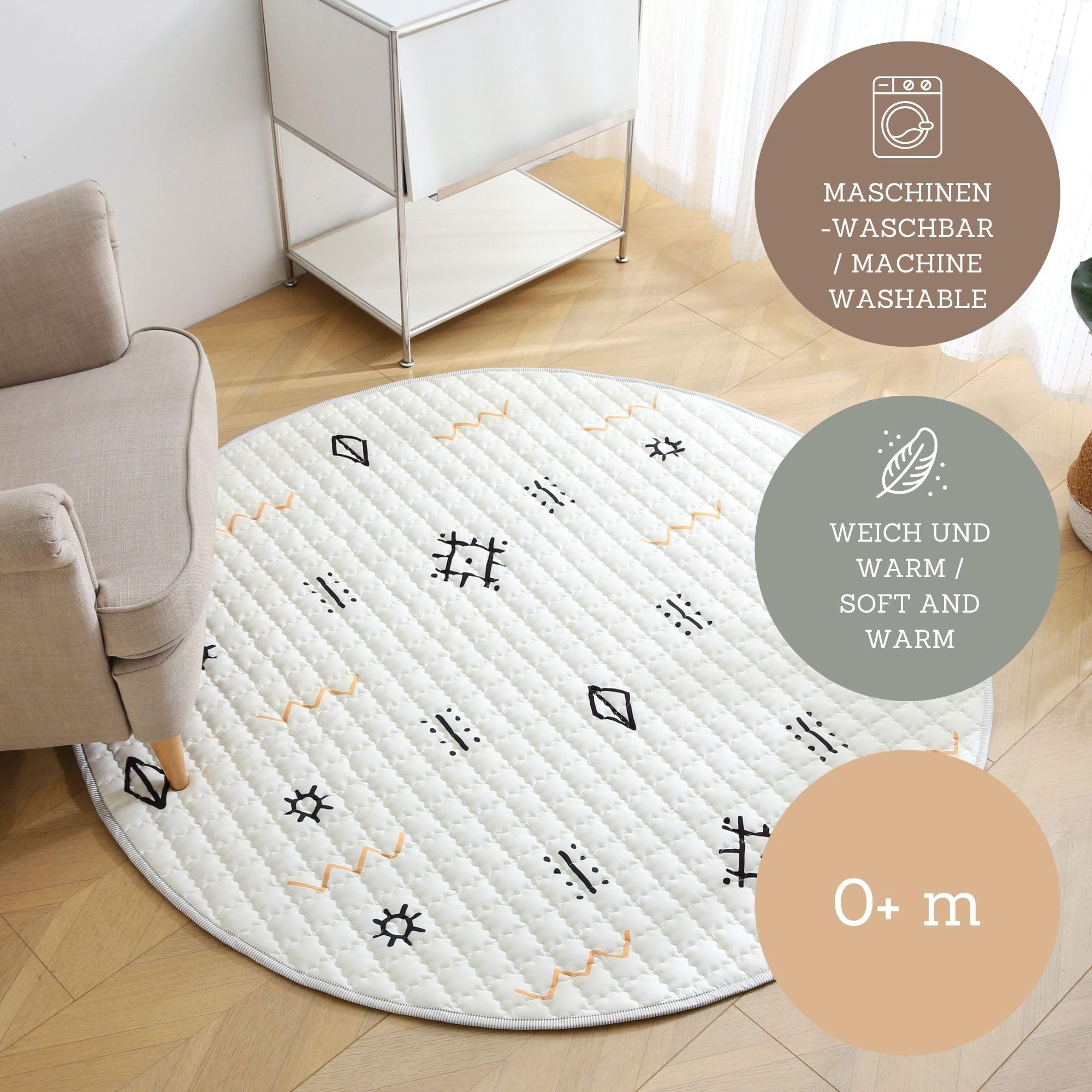 Hakuna Matte Grande Tappeto morbido bambini Imbottito 150 cm - Tappeto Giochi bambini Spesso 1.5 cm - Tappeto neonato con Supporto Antiscivolo per Gattonare, Giocare (Acapulco Beach)