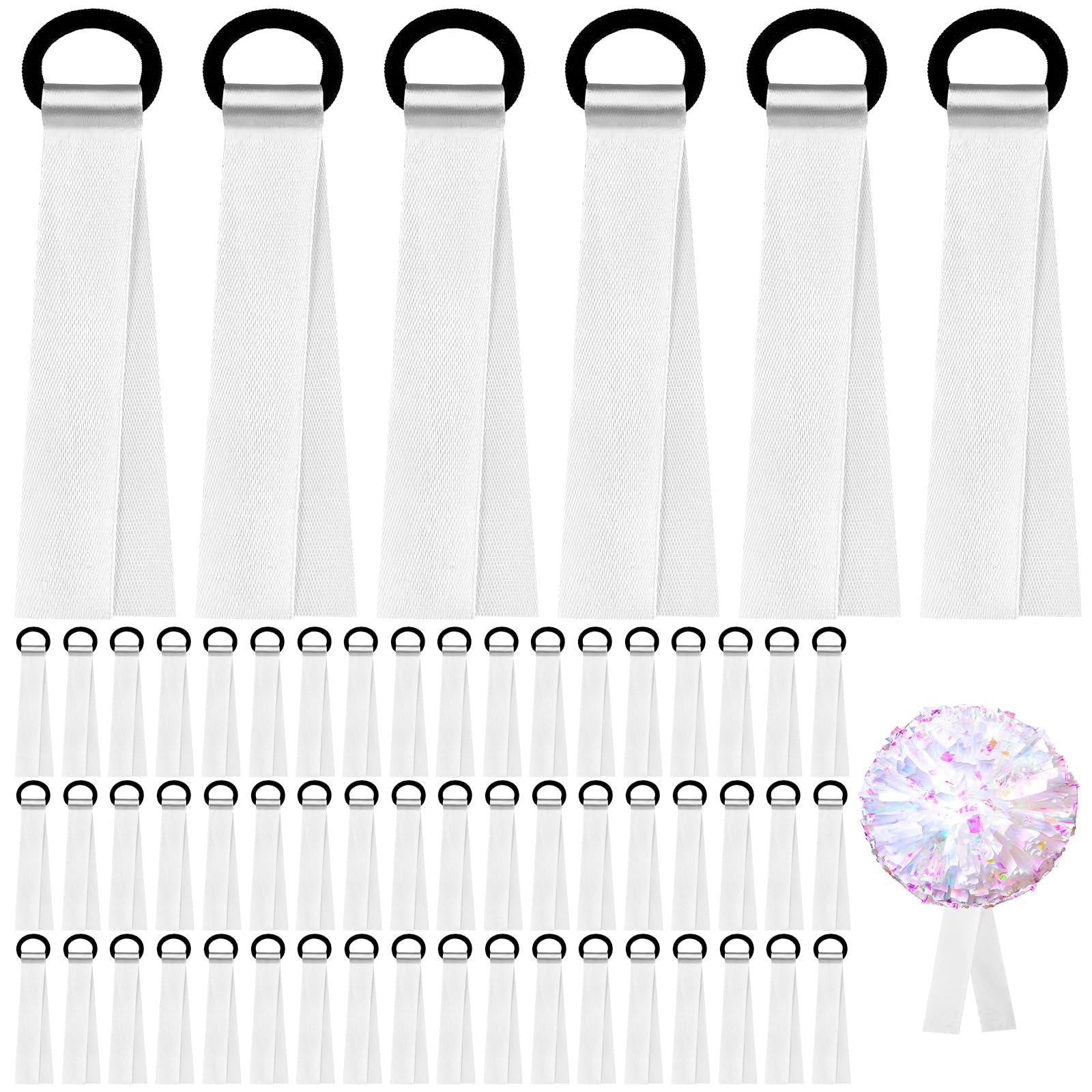 60 Pcs White Cheerleader Pom Poms Name Tags Multipurpose Gear Tags for Cheerleading Teams Personalizable Labels Ideal for Custom Cheer Gear Travel