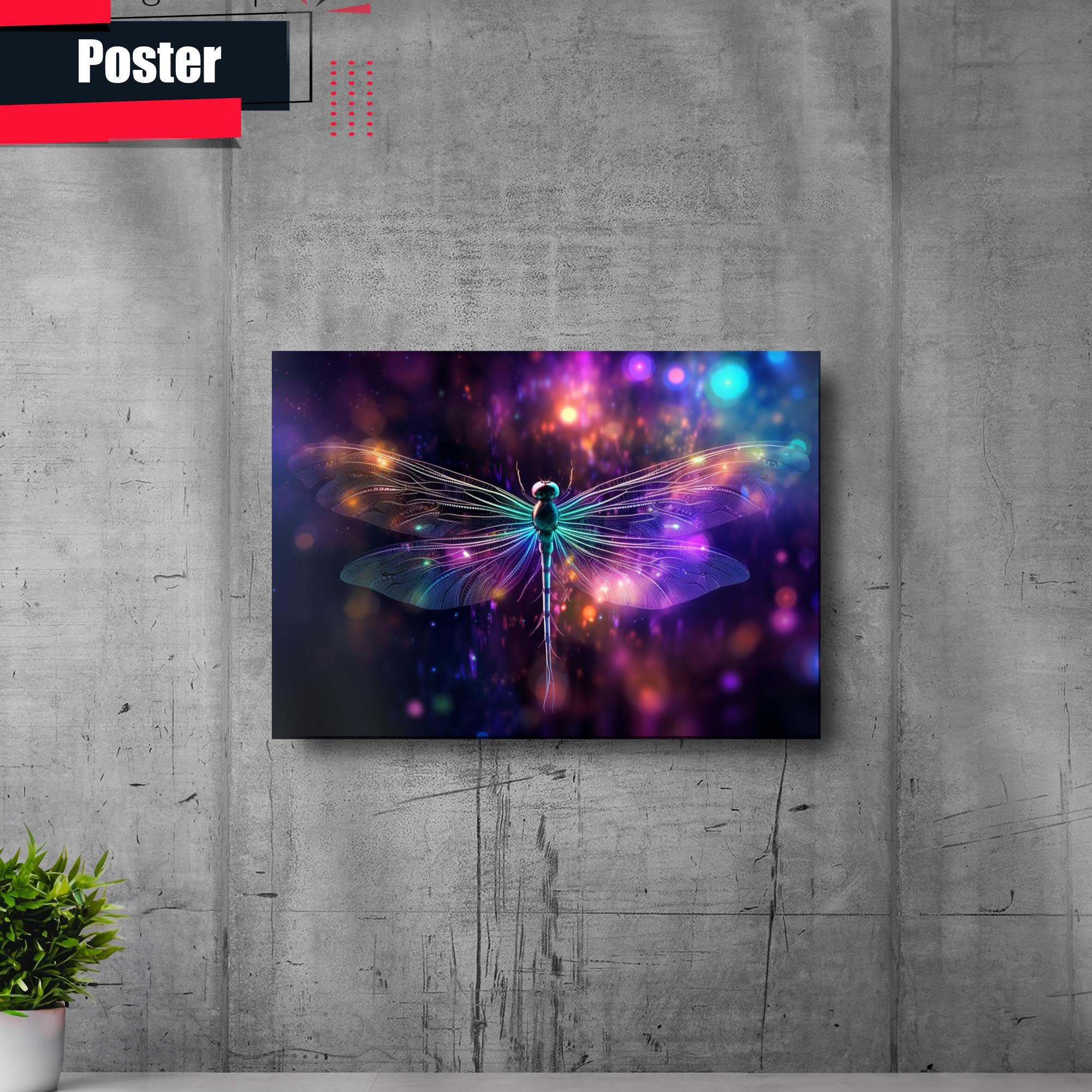Amazon.com: abstract dragonfly over the ocean, ethereal geometry