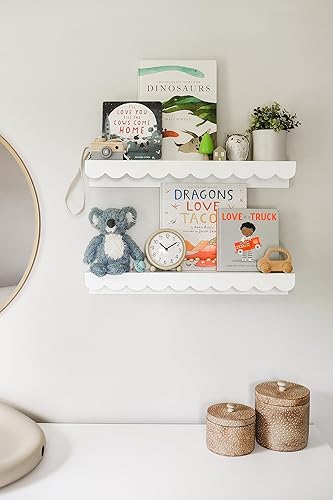 Miniatura 3 de Estantes flotantes para libros de guardería Par de estantes festoneados de 24 pulgadas para habitación de los niños Estantes de nube