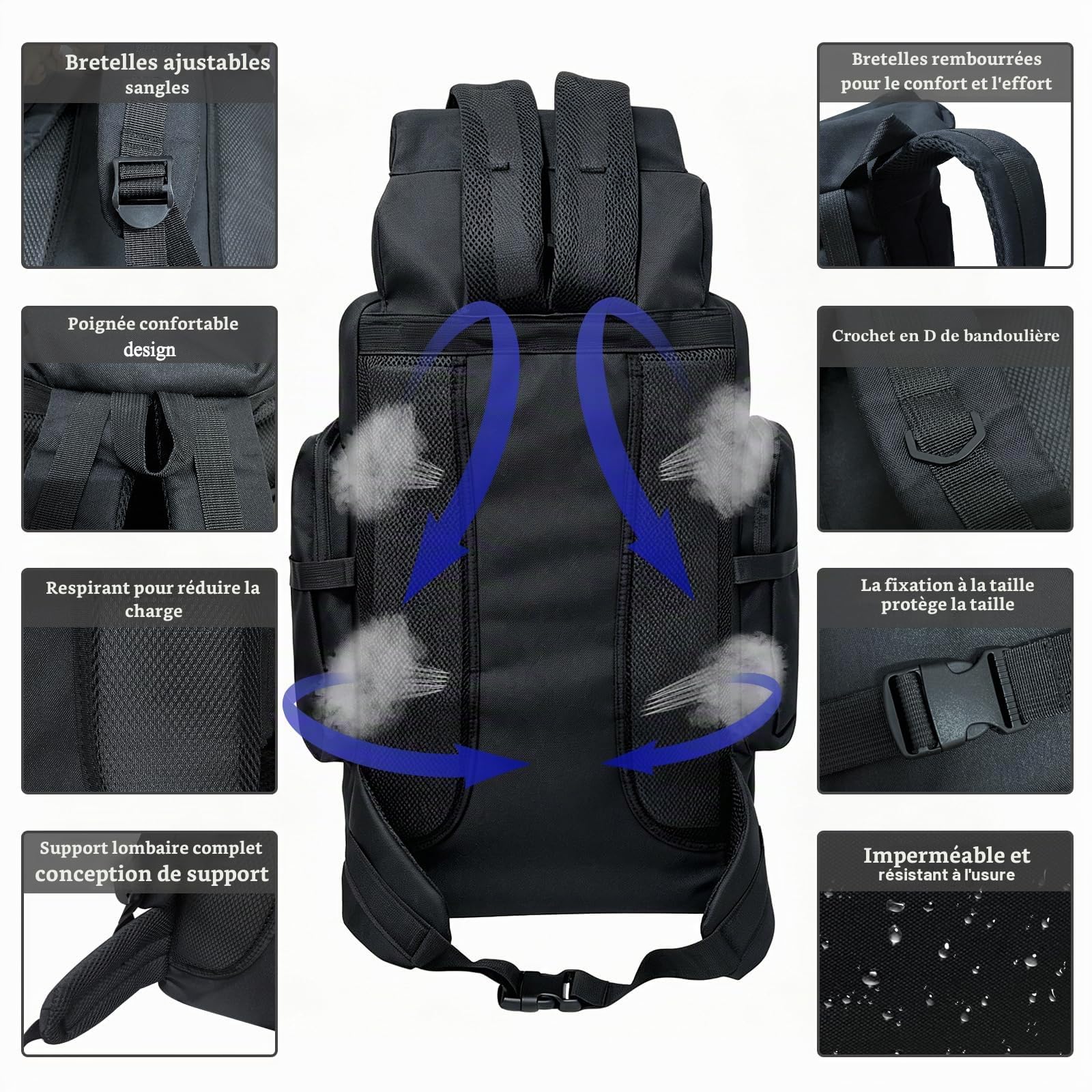 80L-100L Sac à Dos De Randonnée Sac à Dos De Camping Grand Sac à Dos Molle Tactique Militaire En Plein Air Voyage Escalade Alpinisme Sac à Dos Sac à Dos Trekking Sac à Dos pour Hommes Femmes