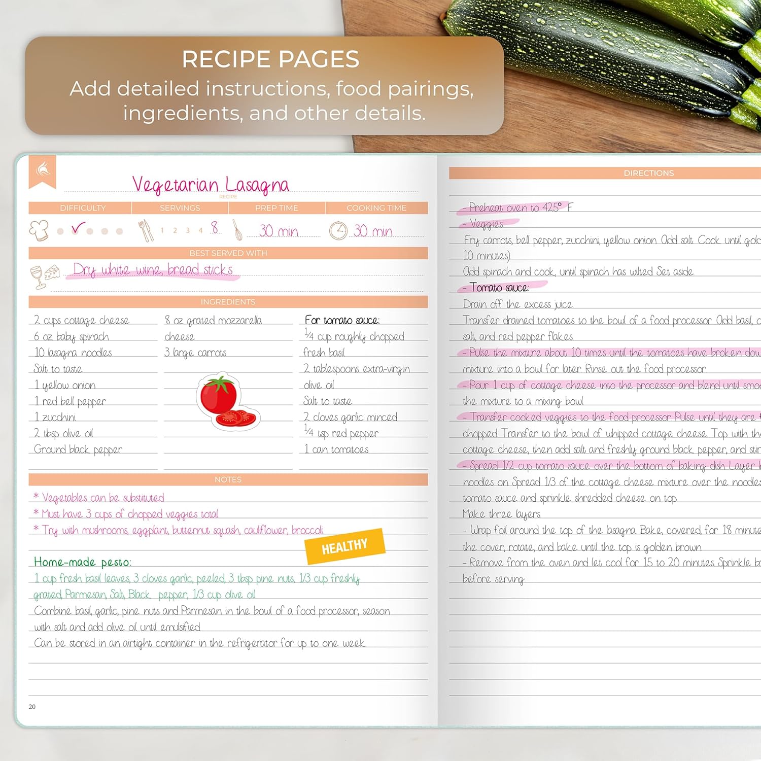 Clever Fox Recipe Book – Make Your Own Family Cookbook – Blank Recipe Notebook Organizer – Empty Cooking Journal to Write In Recipes – Large Size, 8.5”x11.2”, Hardcover, Mint Cream