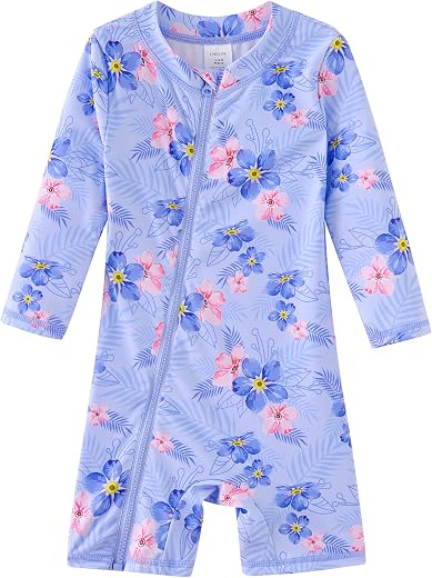 UMELOK Baby Girls' One Piece Swimsuit Full Zip UPF 50+ Sun Protection Swimwear Rash Guard Swim Suit