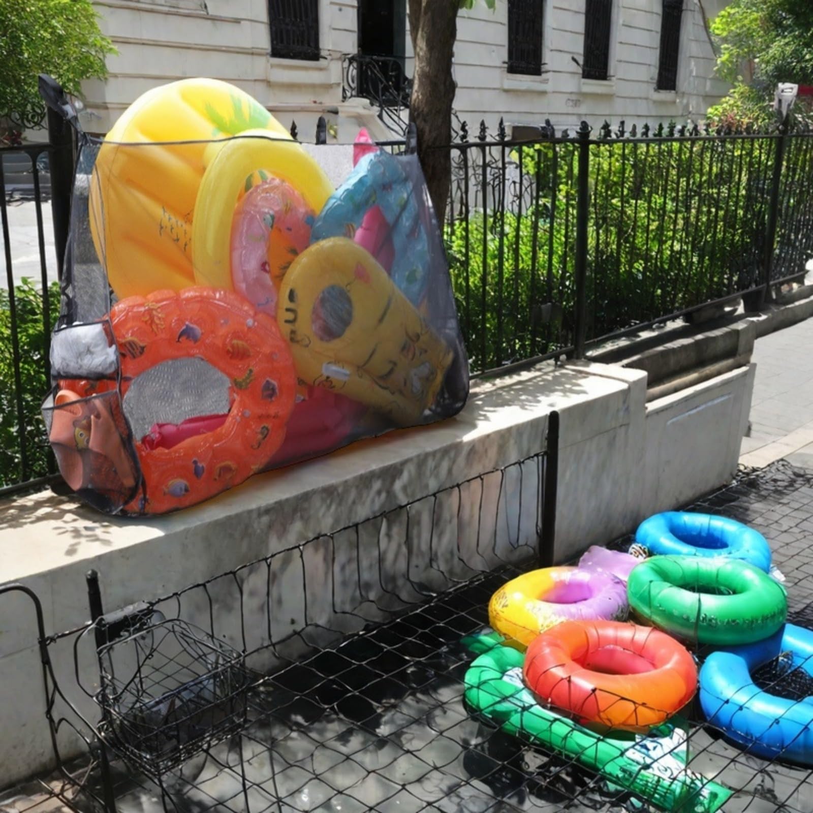 Sac en Filet De Rangement pour Jouets De Flotteur De Piscine,158x100x40cm Sac en Filet pour Organisateur Stockage De Flotteur Piscine,flotteurs Porte Balles Gonflables (1 PCS)
