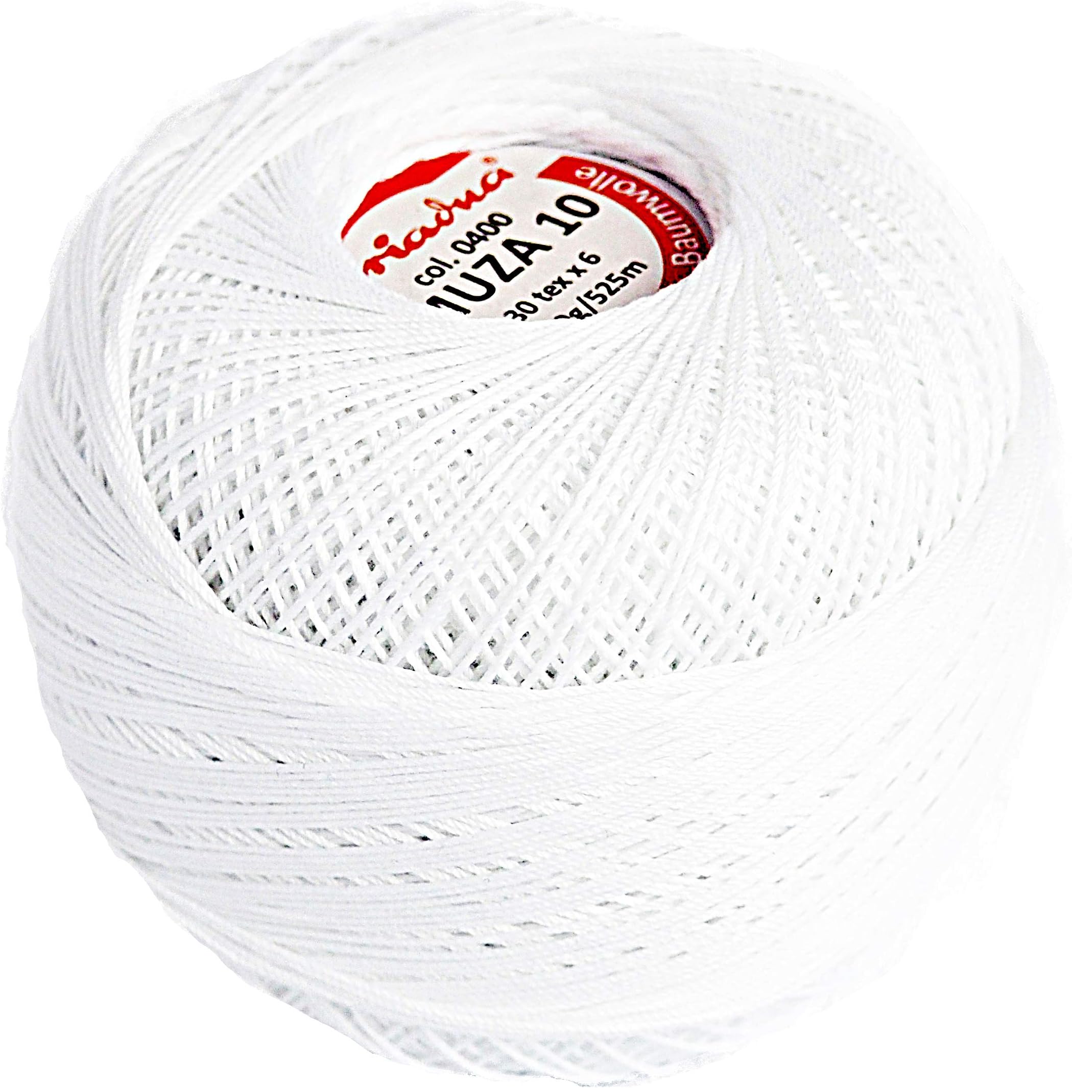 Cotton Crochet Thread Size 10, Fine Yarn (574yd / 525m), Luxurious Feel Crochet and Knitting (3.52oz / 100g) White (0400)