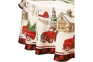 2022 Elrene Home Fashions Vintage Truck Christmas Tree Farm Tablecloths