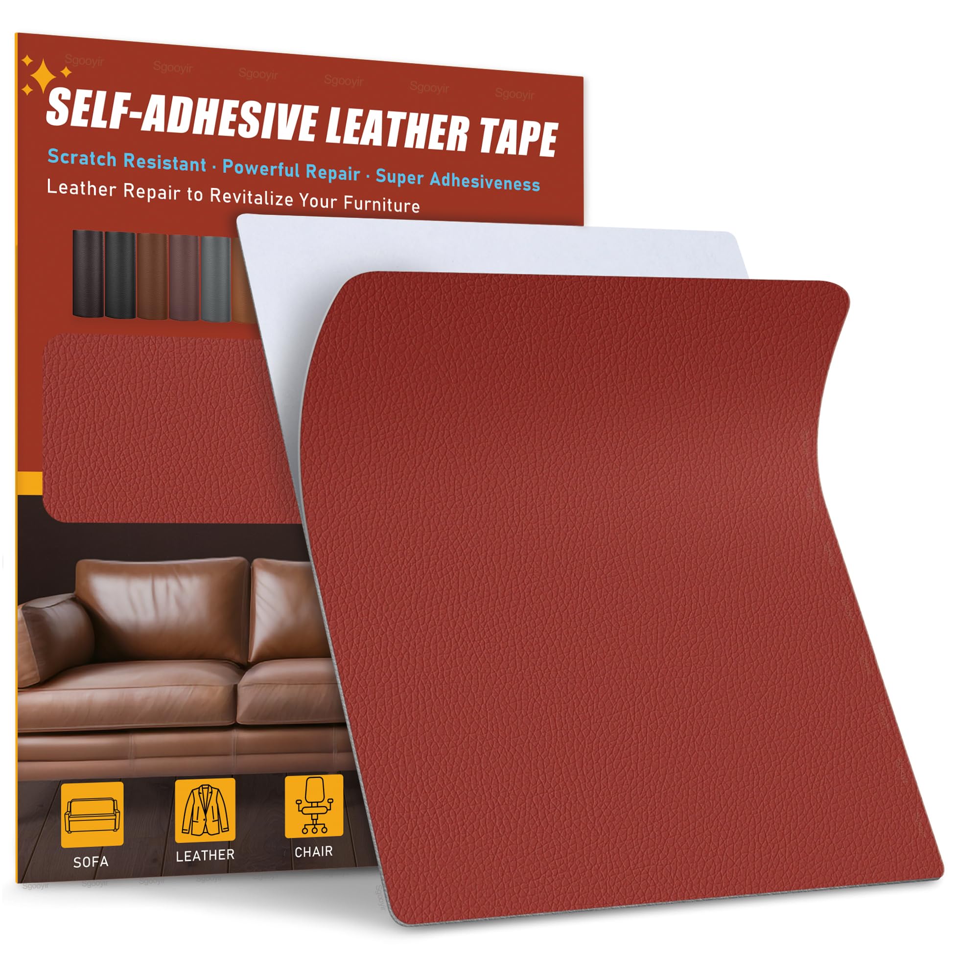 Sgooyir Leder Reparatur Set, Kunstleder Selbstklebend, Kunstleder Reparaturset Flicken Selbstklebend Patch für Autositze, Sofa, Jacken, couch, MöbelV