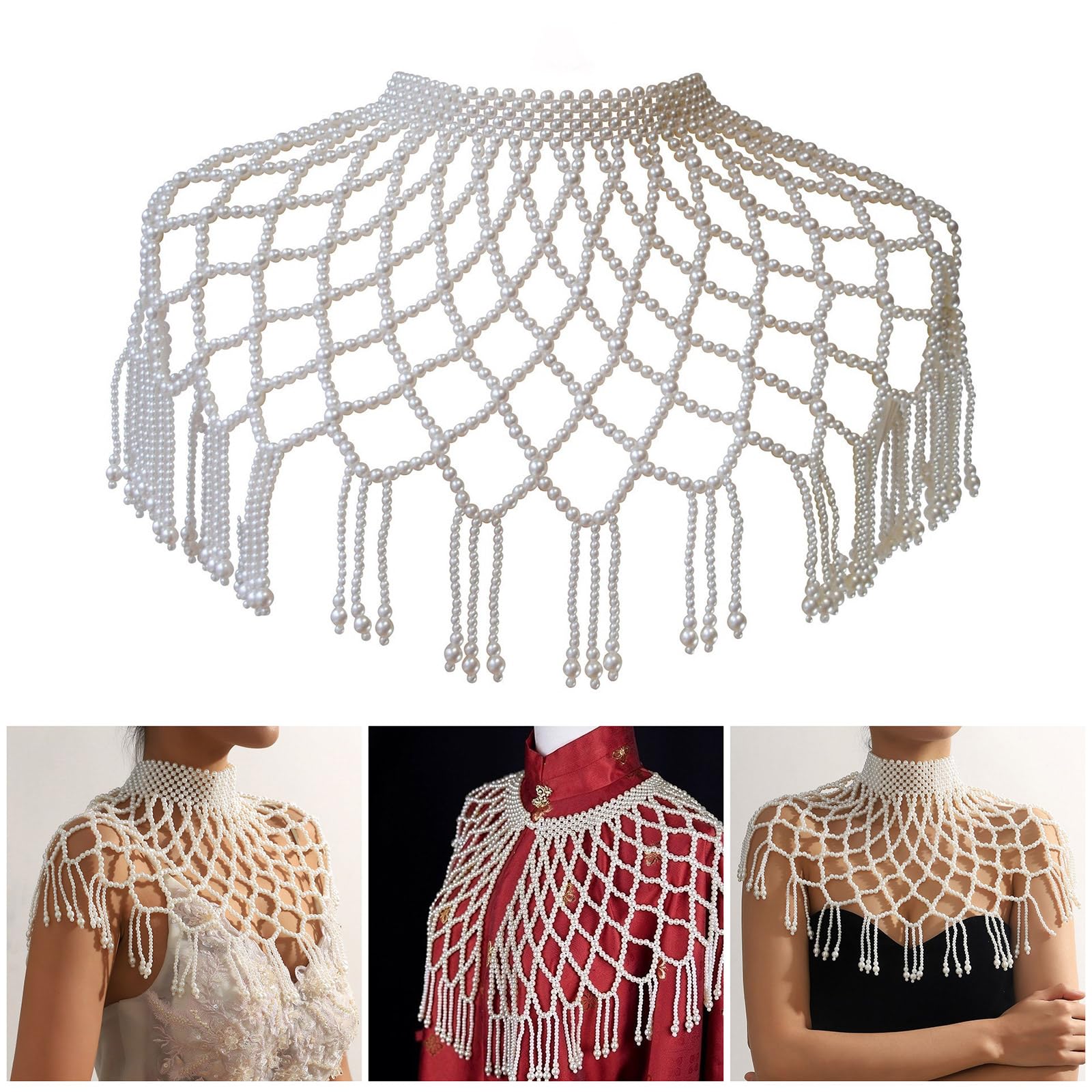 Elegante collar de cadena para el cuerpo, tejido a mano, collar de hombro, joyería corporal que muestra tu accesorio personal de chal