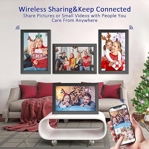Vista 46 de Marco de fotos digital de 10.1 pulgadas, marco de fotos digital Wi-Fi, álbum de fotos digital, pantalla táctil IPS de 1280 x 800, 32 GB, rotación