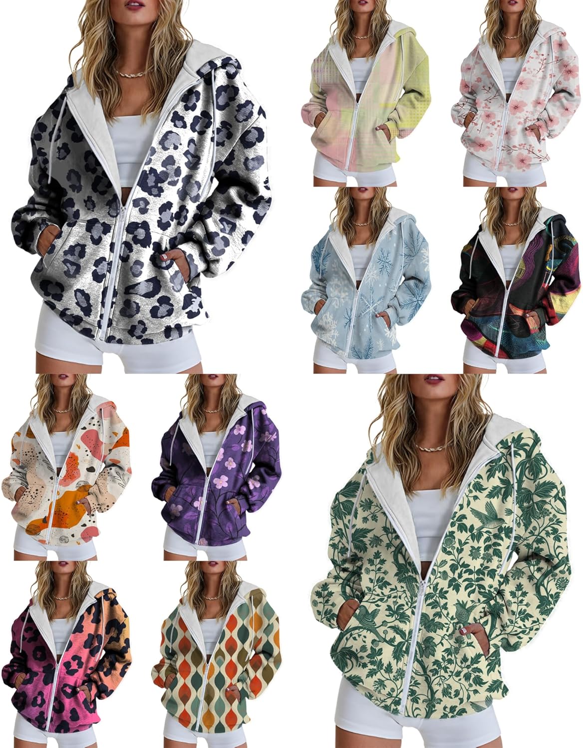 MARSVOVO Cute Zip Up Hoodies for Women Loose Fit Comfy Casual Trendy Sweatshirts Fall Clothes with Pockets - Image 4