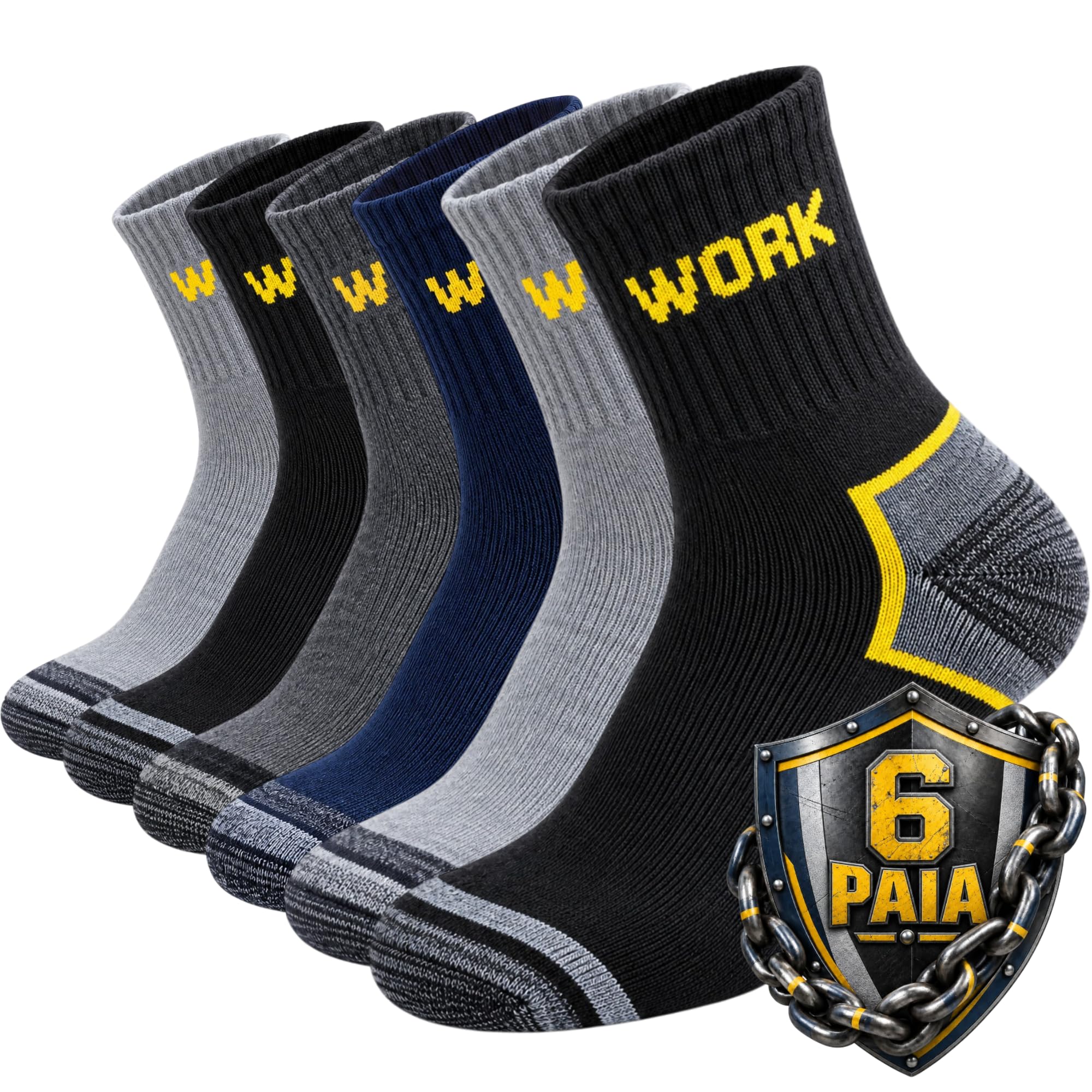 Calze da Lavoro Uomo Donna Rinforzate in Cotone con Fondo Imbottito PRO | Traspiranti con Tallone e Punta Rinforzati, Work Socks Morbidi e Comodi, Progettate per Durare in Lunghe Giornate di Lavoro