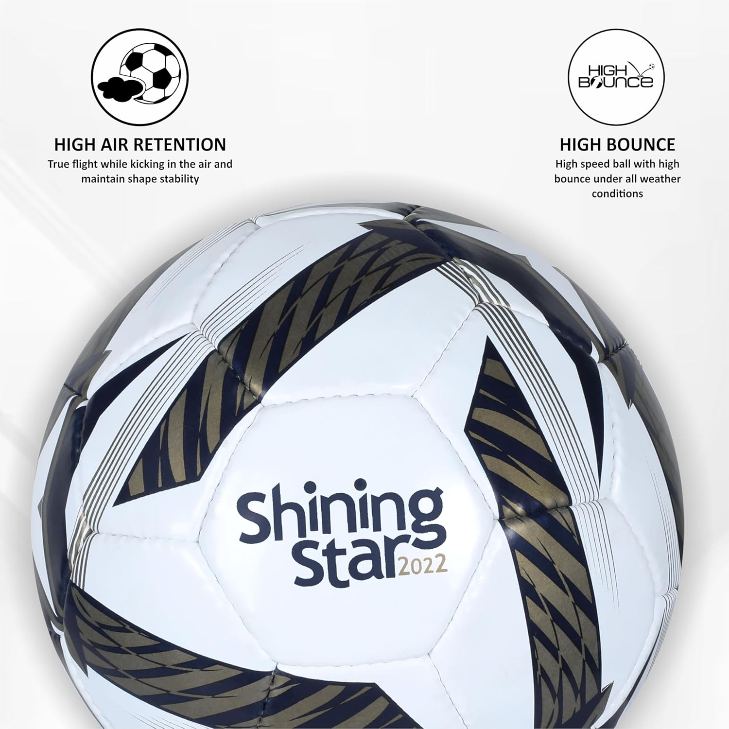 NIVIA Shining Star - 2022 Football/Rubberized Stitched Football/32 Panels/International Match Ball/Size - 5 (Black & White)