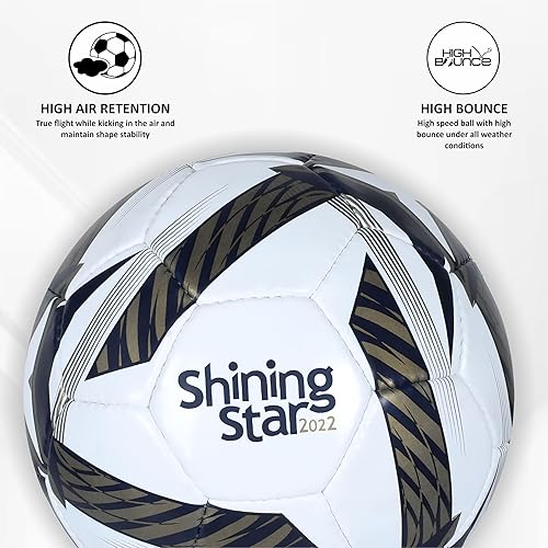 Miniatura 3 de NIVIA Shining Star - Fútbol 2022/Fútbol cosido de goma/32 paneles/Adecuado para terreno duro sin hierba/Balón de partido internacional/Balones de