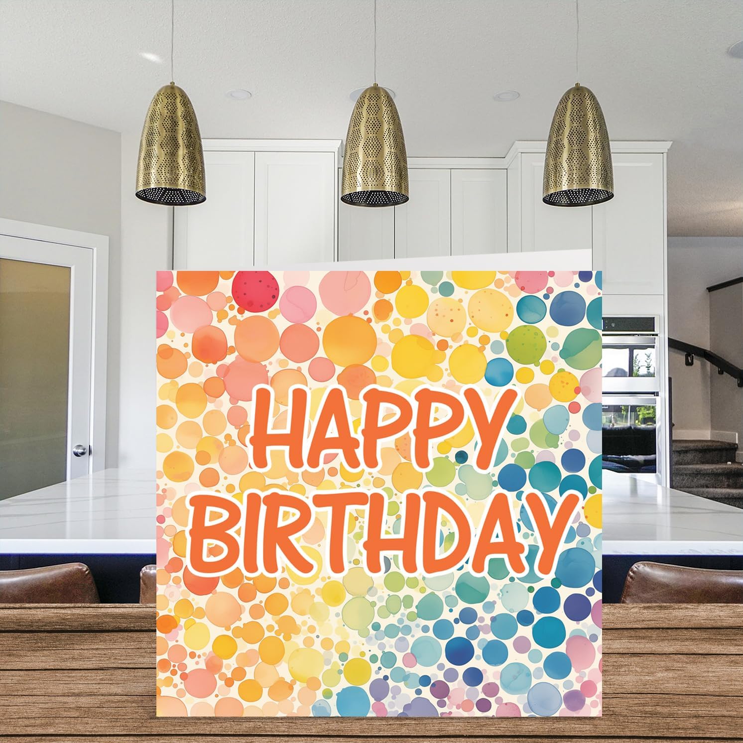Birthday Cards for Her Him - Bubble Shapes Painting - Happy Birthday Card for Mum Dad Brother Sister Auntie Uncle Cousin Friend Family Colleague 145mm x 145mm Bday Greeting Cards
