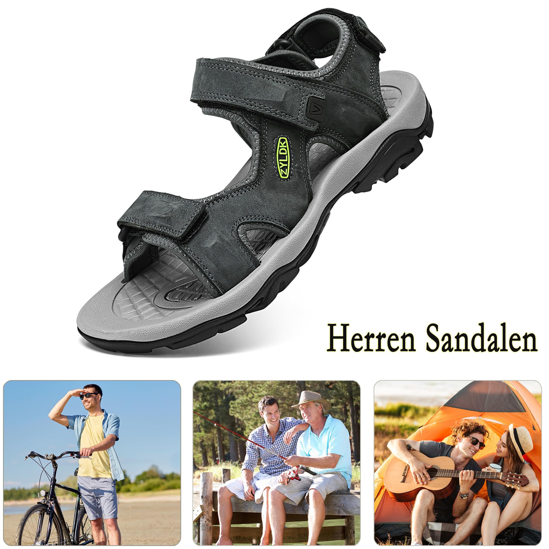 Sandale Homme Cuir Été Bout Ouvert Sandale de Sport Été Extérieur Chaussures de Sport d'eau Plage Confortable