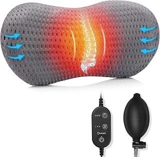 KNQZE Heated Lumbar Support Pillow for Office Chair, Car, Bed, and Recliner-Customizable Height for Personalized Comfort - Relieves Lower Back Pain and Enhances Posture