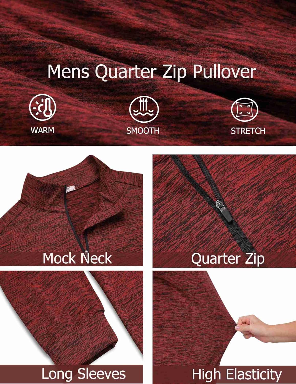 COOFANDY Men's Quarter Zip Shirts Workout Fleece Lined Lightweight Long Sleeve Pullover Sweatshirts - Image 4