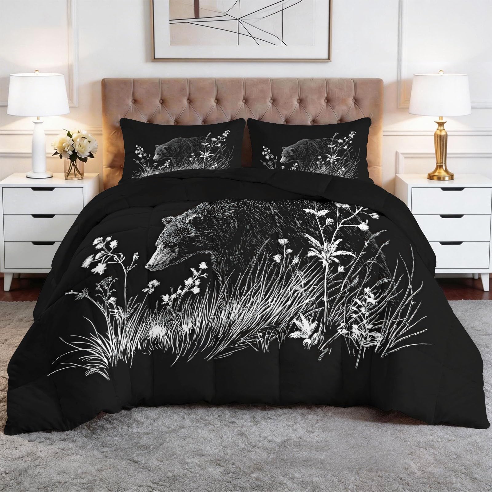 Couette sans housse enfant ours 140x200 cm avec 2 taies d'oreiller