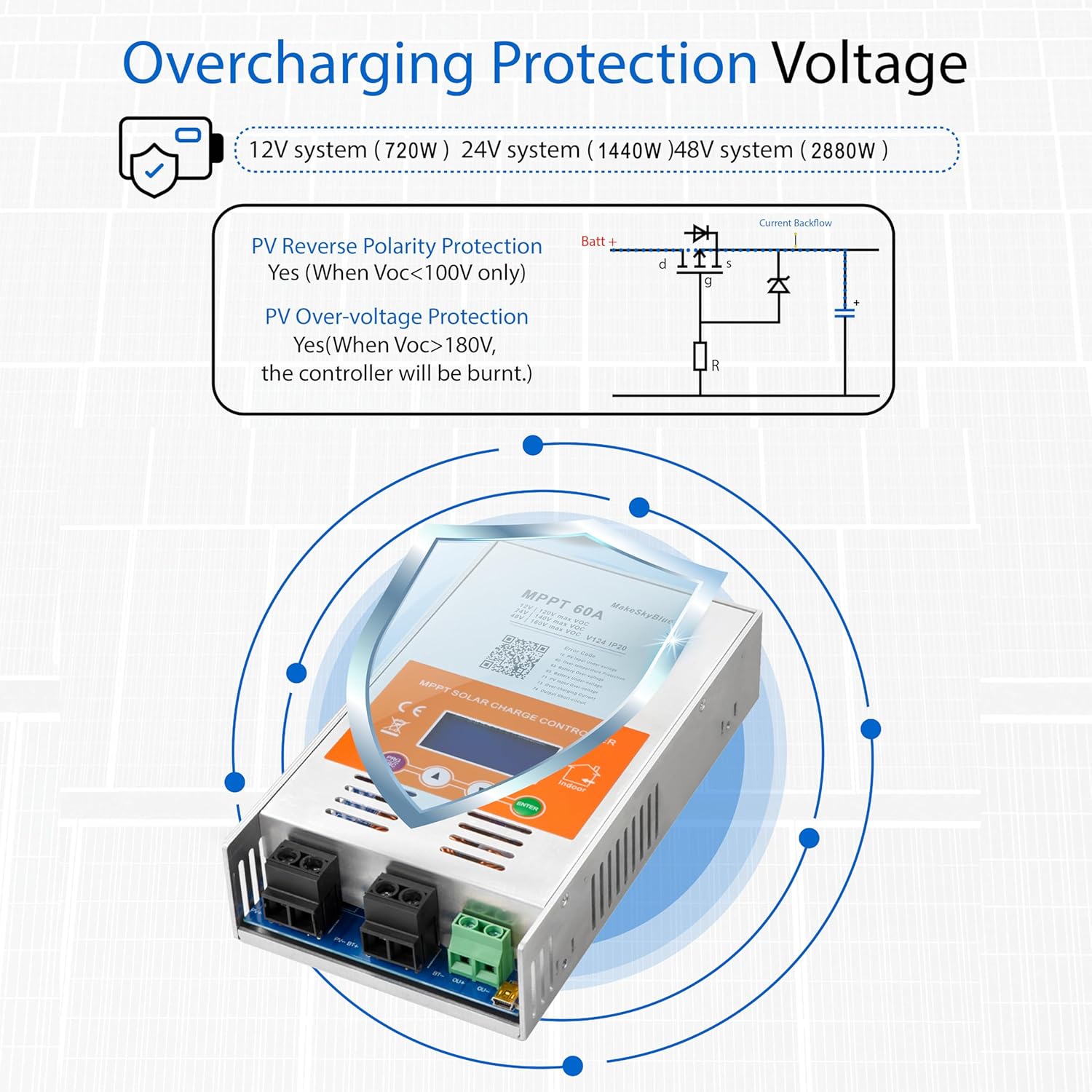 MakeSkyBlue 60A MPPT Solar Charge Controller V124 dimensions and weight