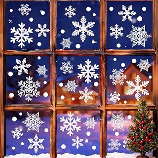 Garma 428pcs White Snowflakes Window Decorations Clings Decal Stickers Ornaments for Christmas Frozen Theme Party New Year Supplies