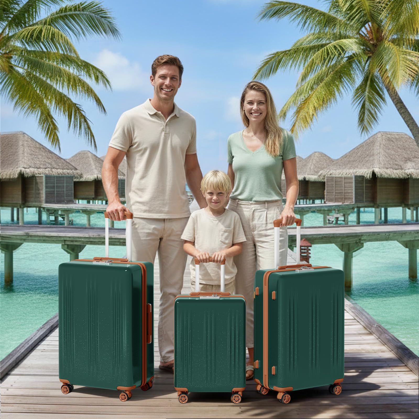 KONO Valigia Media Rigida in ABS+PC, Trolley Leggero con 4 Ruote Doppie 360° Silenziose, Serratura TSA, Effetto Sfumato (65 cm, Verde)