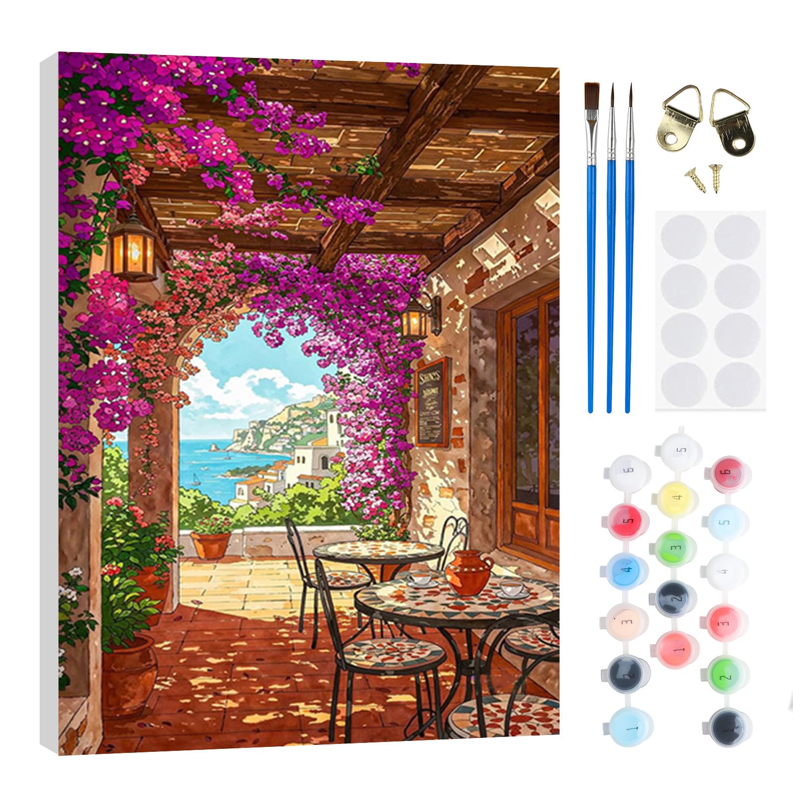 RICUVED Landscape Paint by Numbers Adults, Paint by Number Kits on Canvas Flowers Oil Hand Painting with Wooden Frame Kits for Adults Art Crafts for Home Wall Decor 8x12In