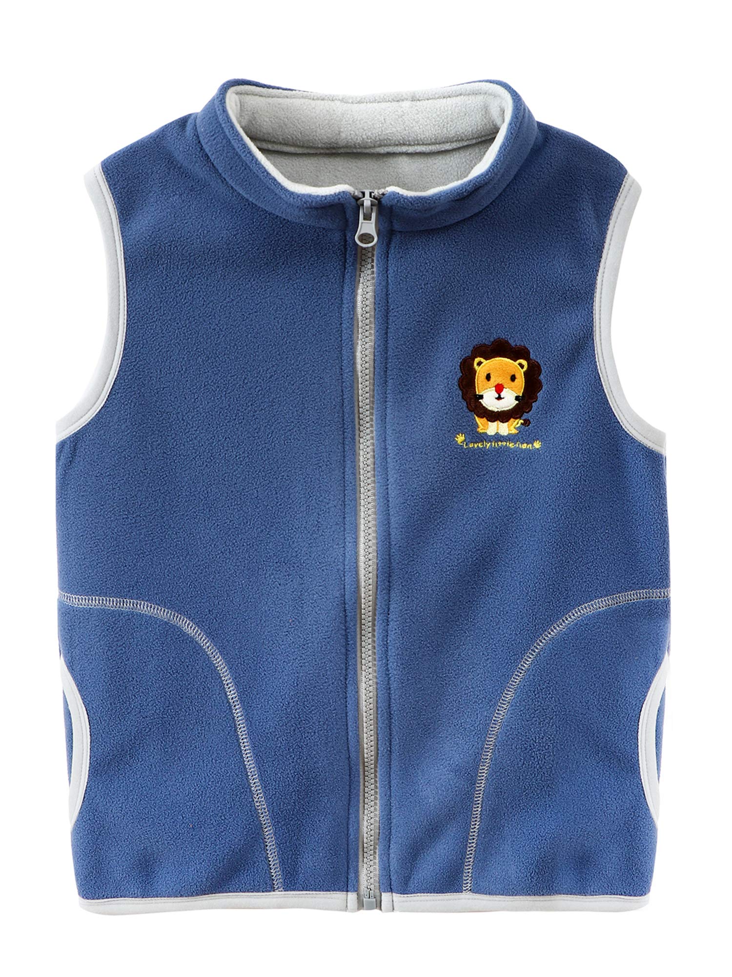 Gilet en Polaire pour Bébé et Tout-petit Enfant Garçons Filles Col Montant Fermeture Éclair Manteaux sans Manches Motif Cartoon - Taille 80/86/92/98/104/110/116/122/134