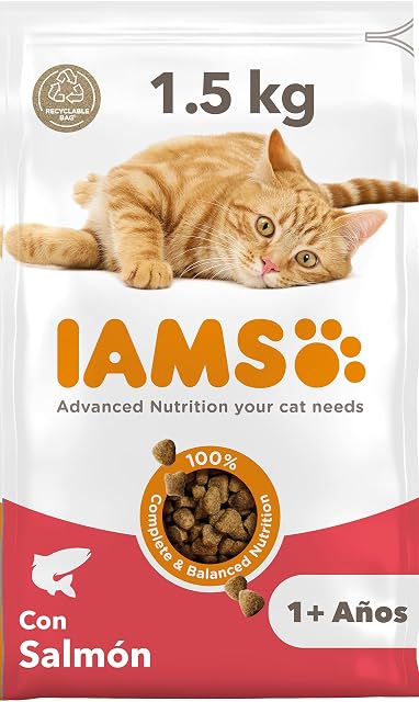 IAMS Alimento Seco para Gatos Adultos con Salmón, 1,5 kg