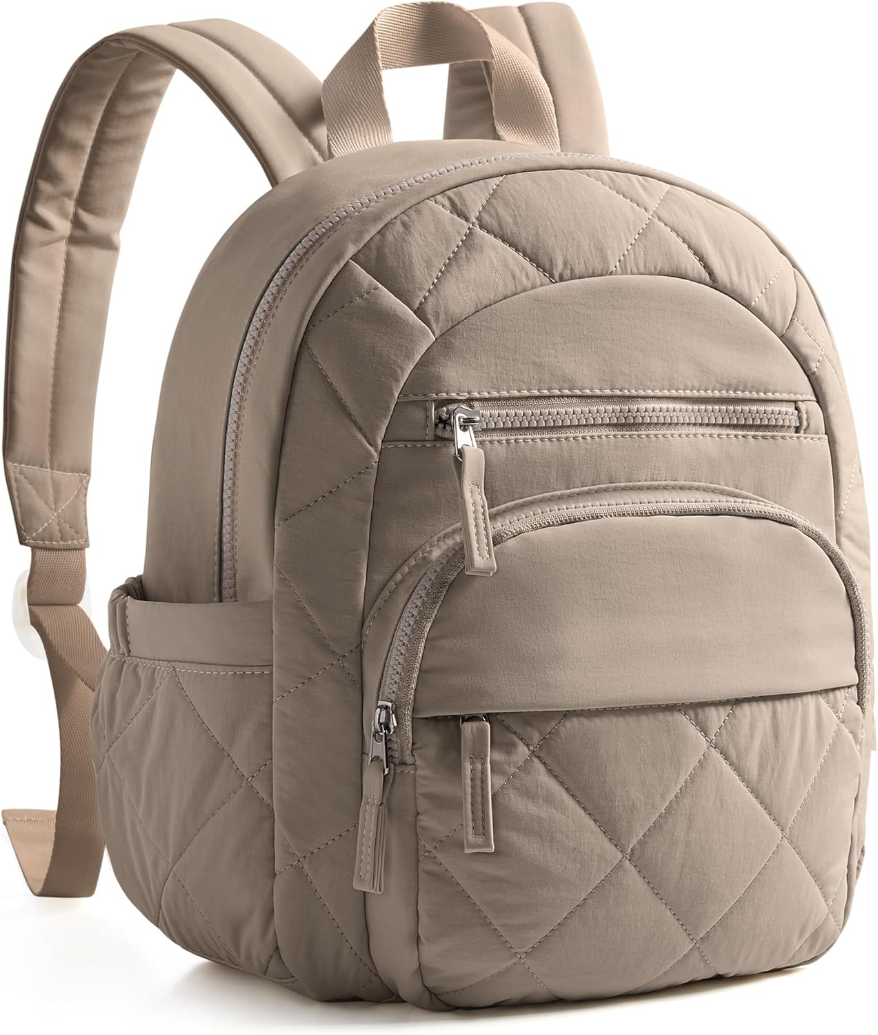 Women Mini Backpack with RFID Blocking Pocket, Small Puffer Backpack Purse, Lightweight Quilted Backpack for Work, College or Travel, Camel