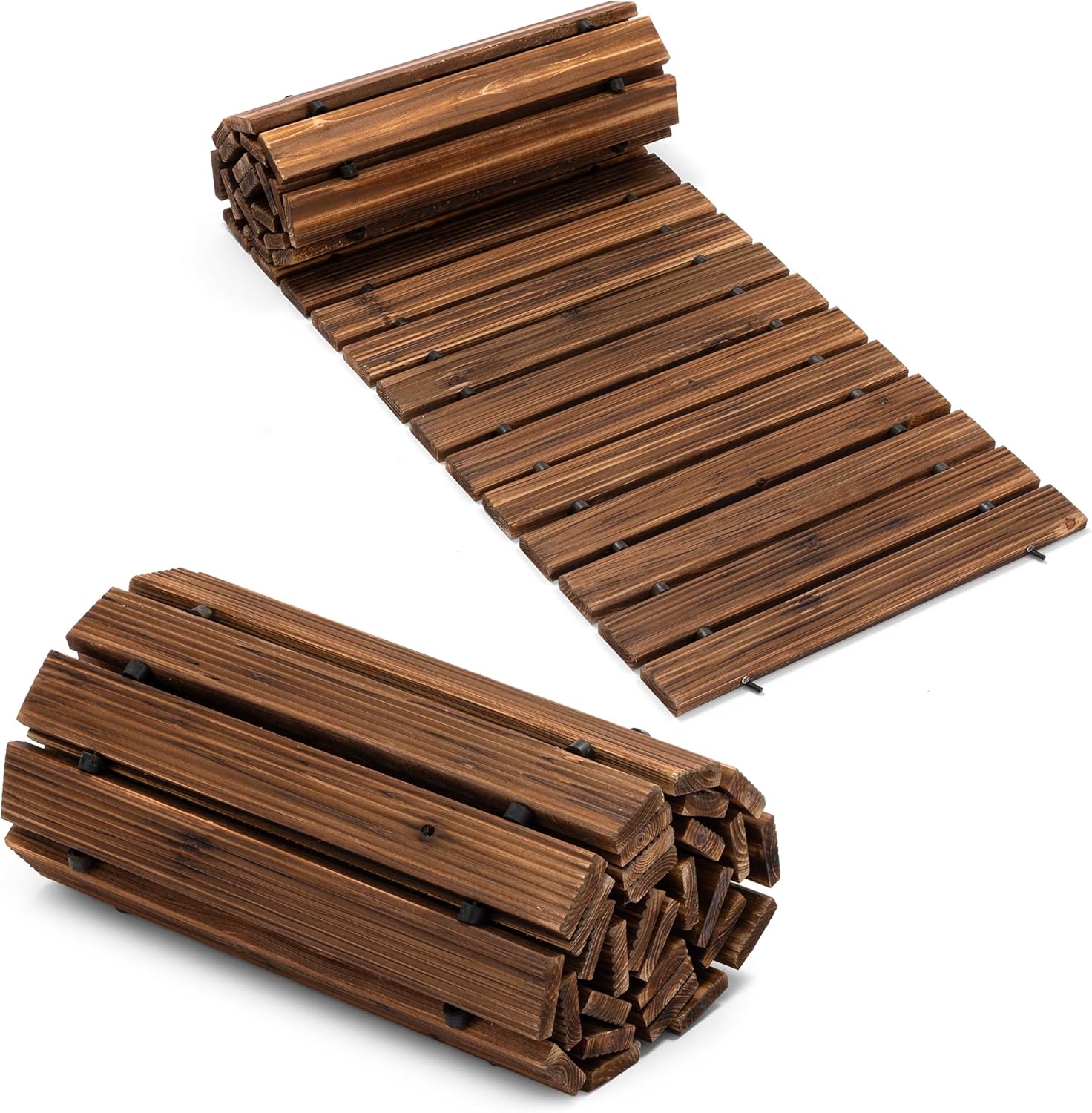 SUNBURY 12FT Wooden Garden Pathway, Straight Outdoor Walkway Roll Out Boardwalk, Patio Flooring Path Decorative, Patio Pavers for Outdoor Garden, Beach, Wedding Party, Brown
