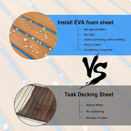 Miniatura 43 de HZshark Piso de lancha de espuma EVA autoadhesiva de 6mm antideslizante, alfombra marina de teca para lancha, almohadilla de cubierta de espuma