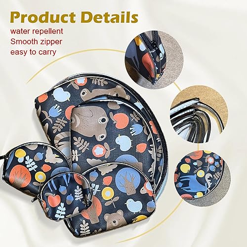 Miniatura 10 de HESSION Juego de 5 bolsas de cosméticos para mujer, bolsa de maquillaje, bolsa con cremallera, accesorios organizador para viajes, Color 1