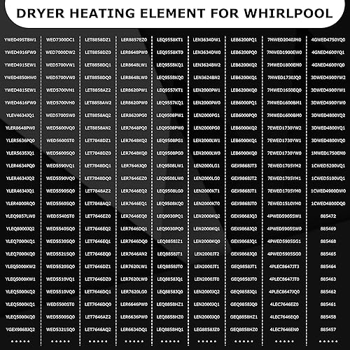 Miniatura 7 de W10724237 3403585 279838 Elemento calefactor de secador-para Whirlpool wed4815ew1 ned4655ew1 wed5000dw2 wed4616fw0 wed5100vq1 wed4950hw0 wed4950hw0