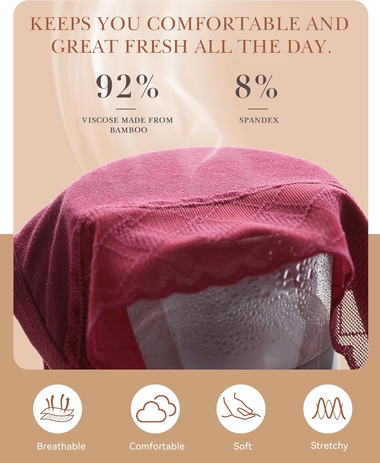 BAMBOO COOL Women's Bikini High Cut Lace Underwear for Women Breathable Moisture-Wicking Ladies Panties, 6-Pack - Image 4