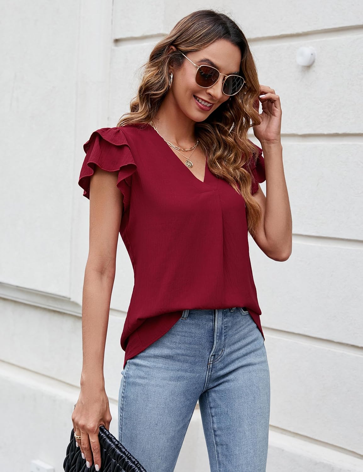 Blooming Jelly Womens Dressy Casual Shirts Short Sleeve V Neck Work Blouse Business Casual Summer Tops 2026 - Image 2