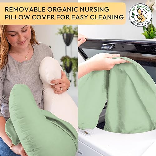 Miniatura 5 de Dr. Mama's Organics Almohada de lactancia con soporte lumbar, diseño ergonómico que ayuda a aliviar el dolor de espalda y la fatiga del brazo, para