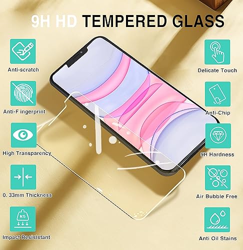 Miniatura 6 de [Paquete de 2+2] Soonear Protector de pantalla de vidrio templado + protector de lente de cámara compatible con iPhone 11 de 6.1 pulgadas [marco de