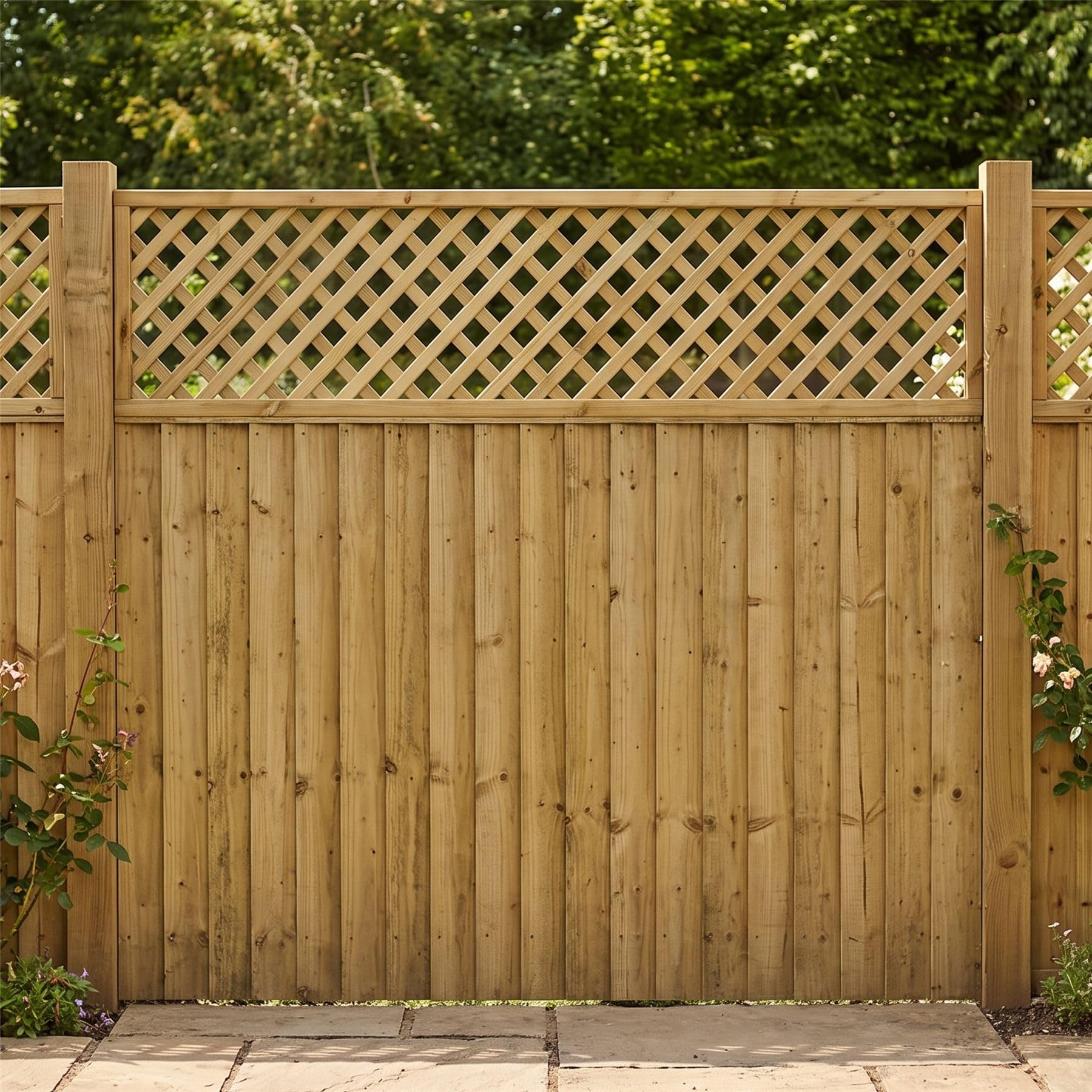 Fence Trellis Topper 6ft x 1.5ft Framed Urban Diamond Wooden Panel (4 Pack) | Heavy Duty, Pressure Treated, Easy-Install, Privacy Extension, Decorative Screening, for Fencing & Outdoor Boundaries