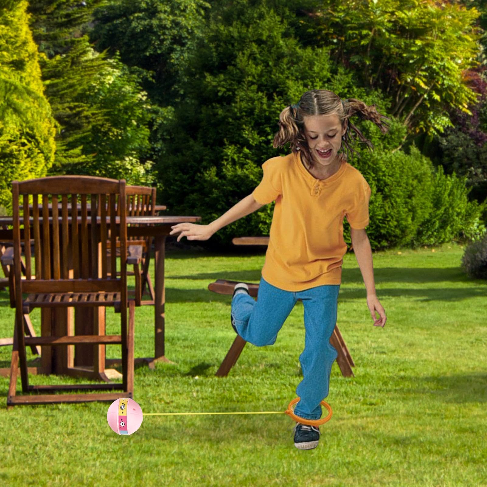 Caviglia con palla rimbalzante luminosa – Palla da salto alla caviglia per bambini resistente | Corda per saltare con palla giocattolo sportivo | Giocattolo per esercizi per bambini, gioco all’aperto