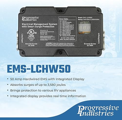 Miniatura 2 de Progressive Industries SSP-50X Protector contra sobretensiones RV - Adaptador RV de 50 amperios a 30 amperios - Analizador de circuitos Protector de