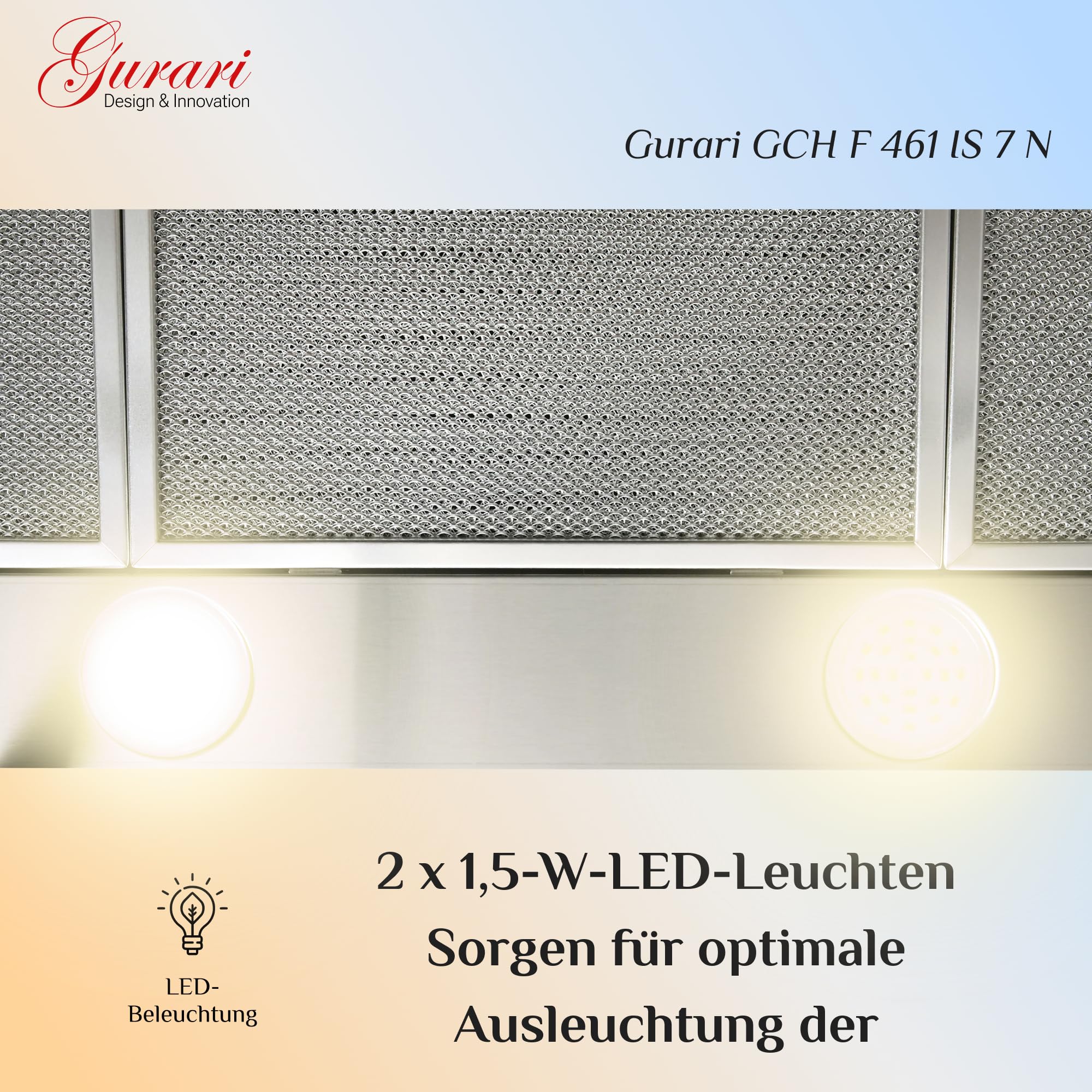 GURARI Dunstabzugshaube 90 cm GCH F 461 IS 9 • Edelstahl Wandhaube • 1000 m³/h Motor • Sehr Saugstark & Leise • 3 Leistungsstufen • Abluft/Umluft Kaminhaube Küche