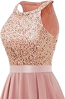 Vista 8 de Dressystar Vestido de cóctel de encaje halter para mujer, vestido de fiesta de dama de honor con escote transparente