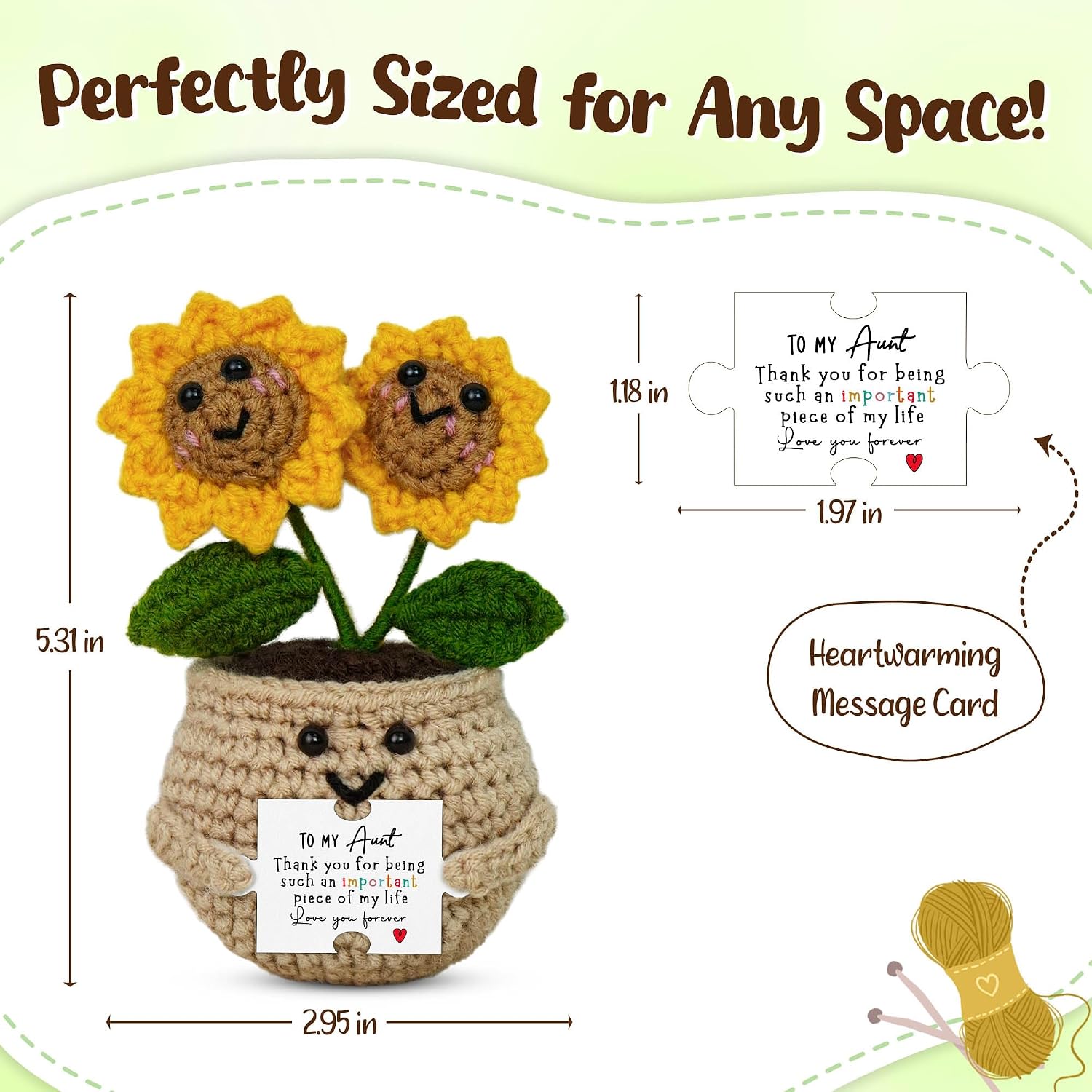 OASSIE Aunt Gifts for Women - Emotional Support Crochet Sunflower image 3