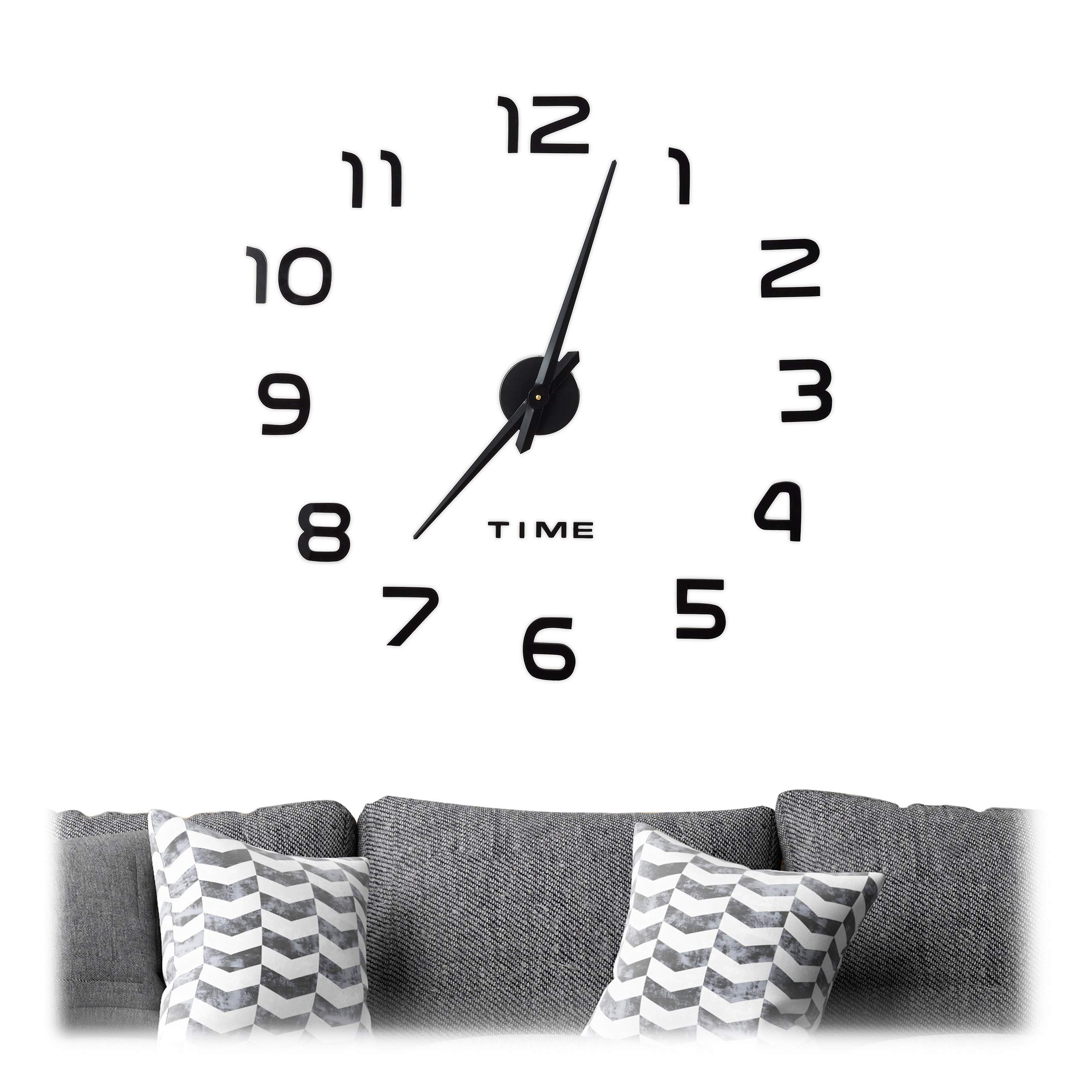 Horloge murale DIY XL noire pour un salon moderne et design unique