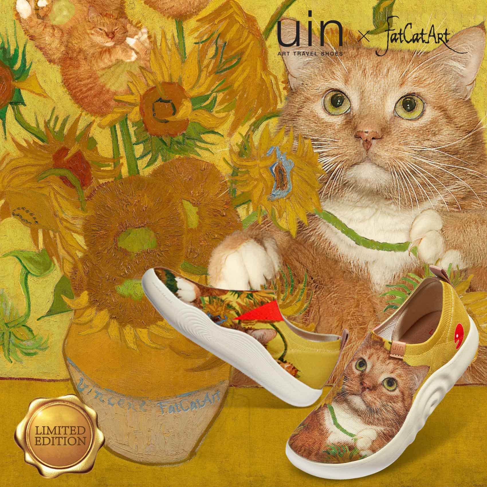 UIN x FatCatArt Collaboration damskie wsuwane mokasyny na co dzień wygodne artystyczne malowane buty podróżne lekkie trampki