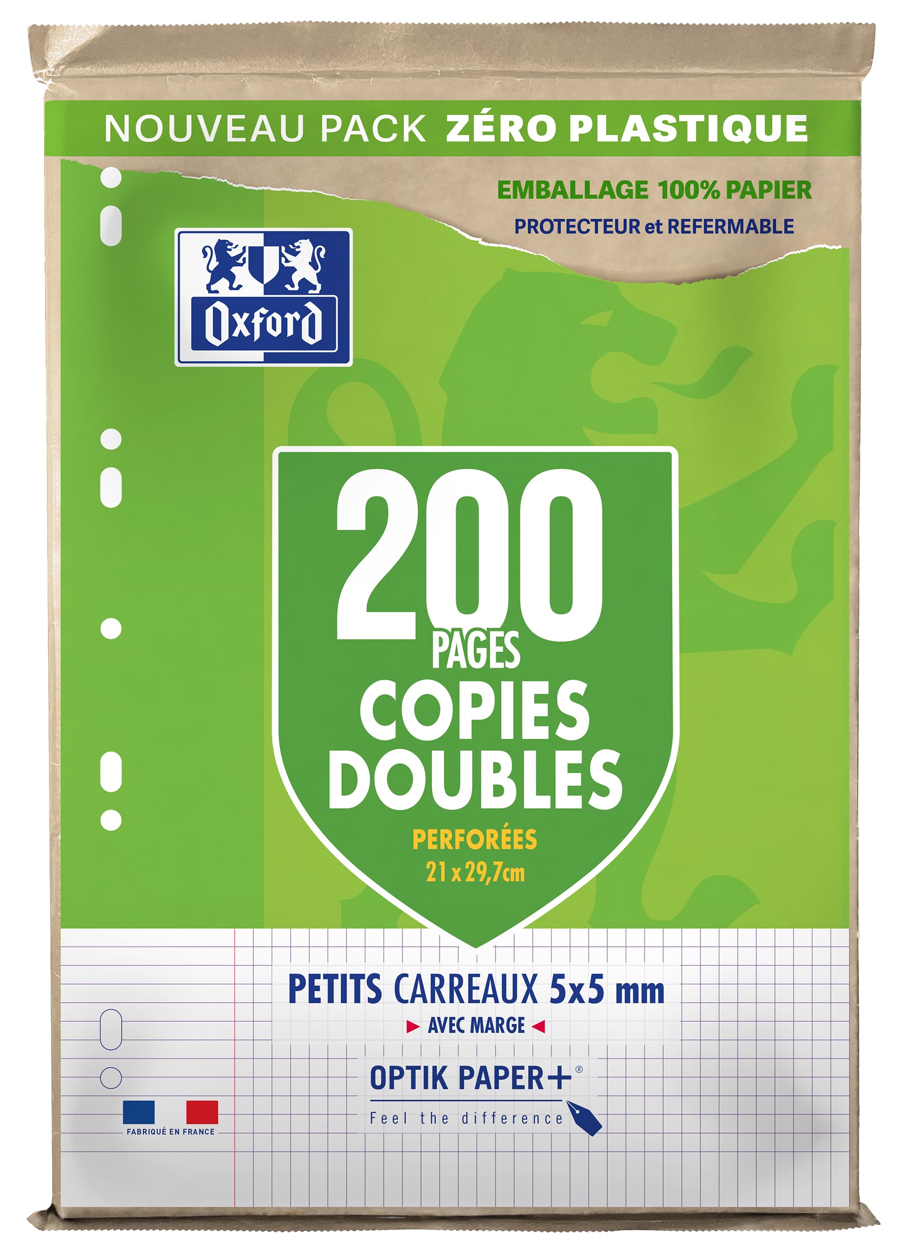 OXFORD 100105678 Lot de 5 Etuis de copies doubles A4 petits carreaux 5 x 5