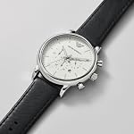 Emporio Armani Men's AR1807 Dress Black Leather Watch, White & Black Leather, 46 mm, Quartz Watch,Chronograph,Quartz Movement