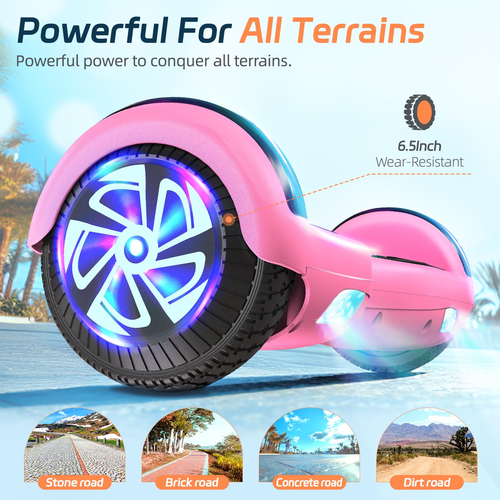 Electric Self Balancing Hoverboard with 6.5" Tires,LED Light-up Wheels, Self-Balancing Hoverboard with Active Balance Technology