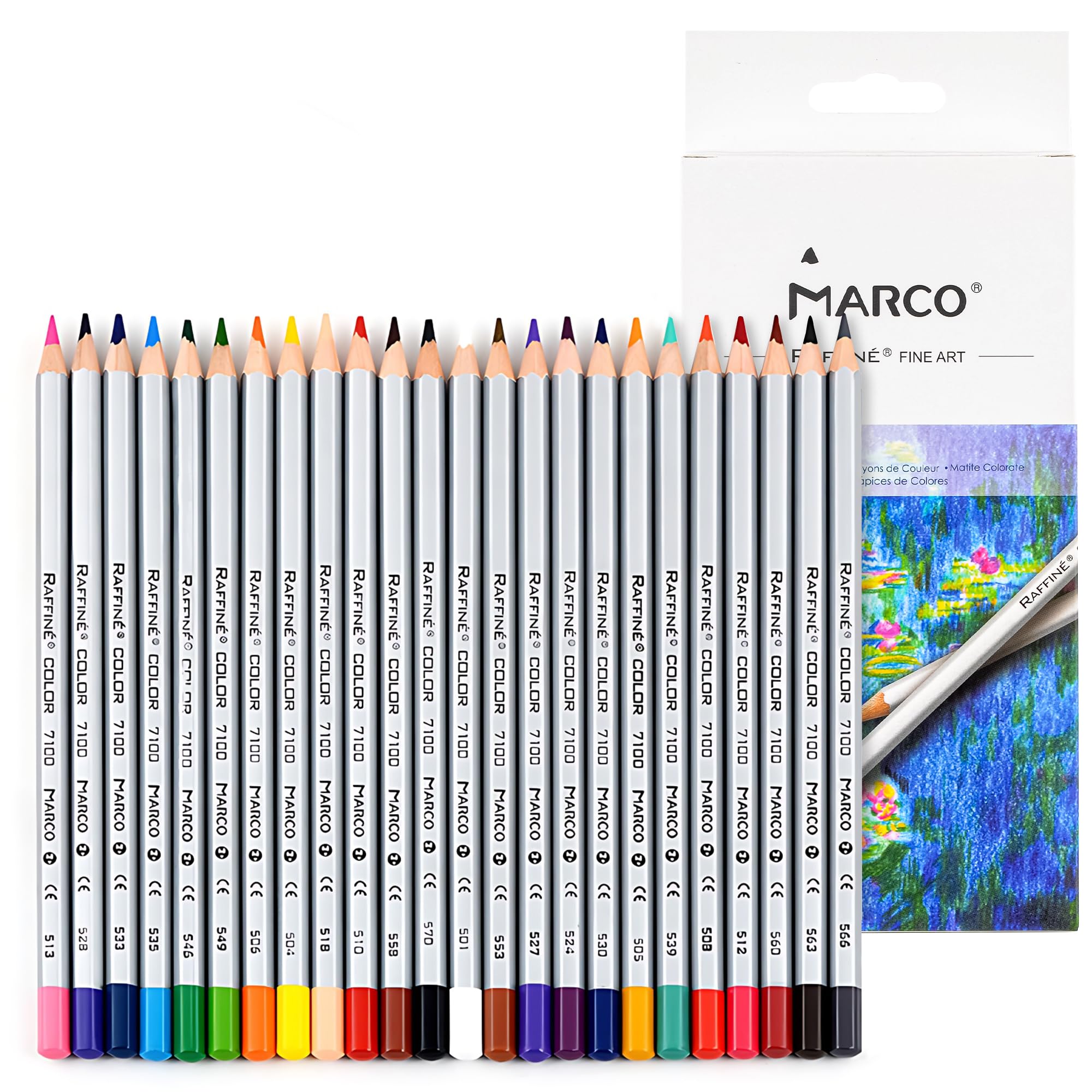 MARCO 7120 Buntstifte - 72 Wasserlösliche Farben - Sechskantige Holzstifte mit Pinsel - Set für Anfänger - In einer eisernen Schachtel verpackt, leicht tragbar