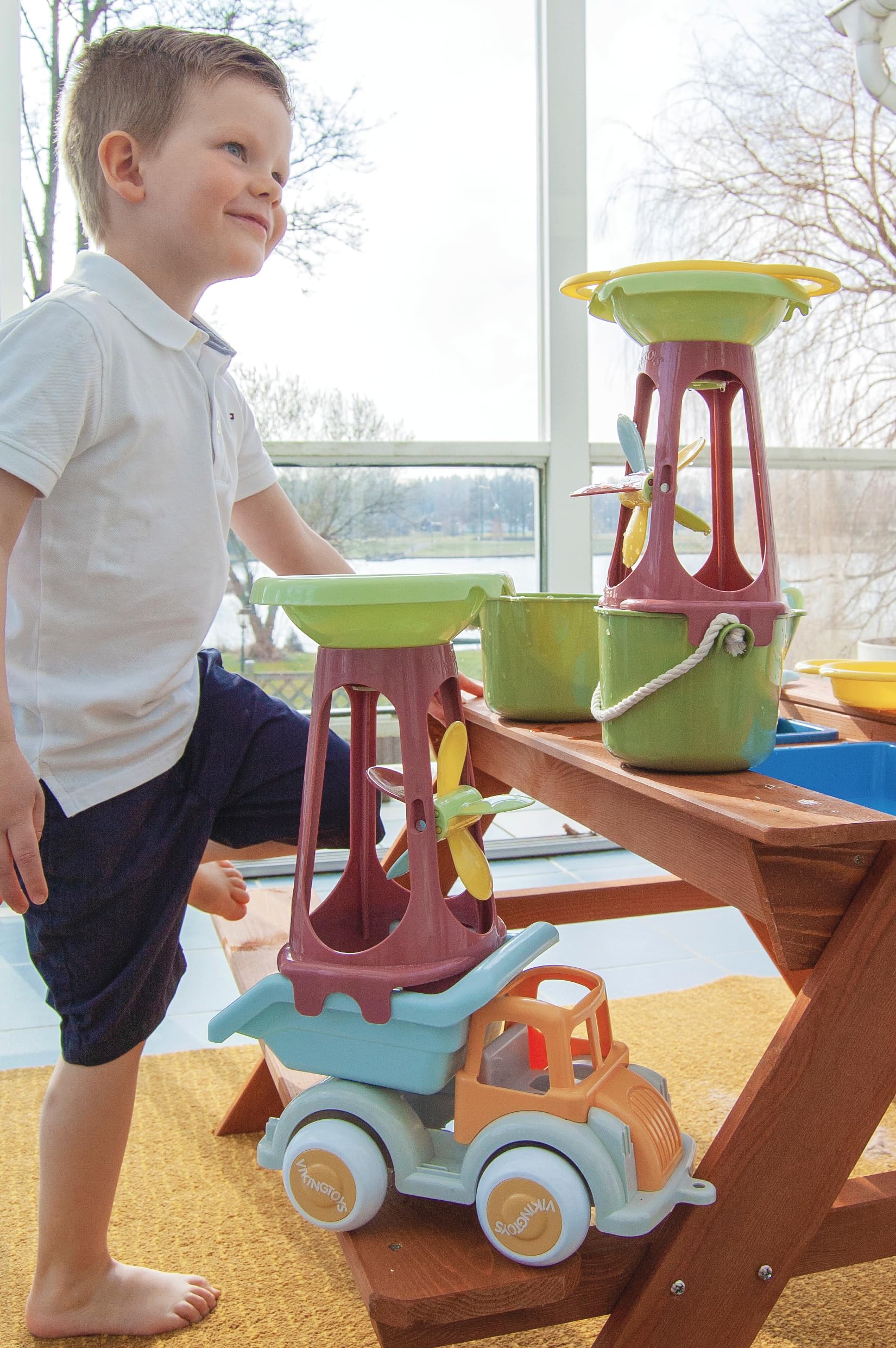 Andreu Toys - Ecoline Sand Mill Sieve & Bucket Giocattoli per la casa, Multicolore (20-82050)